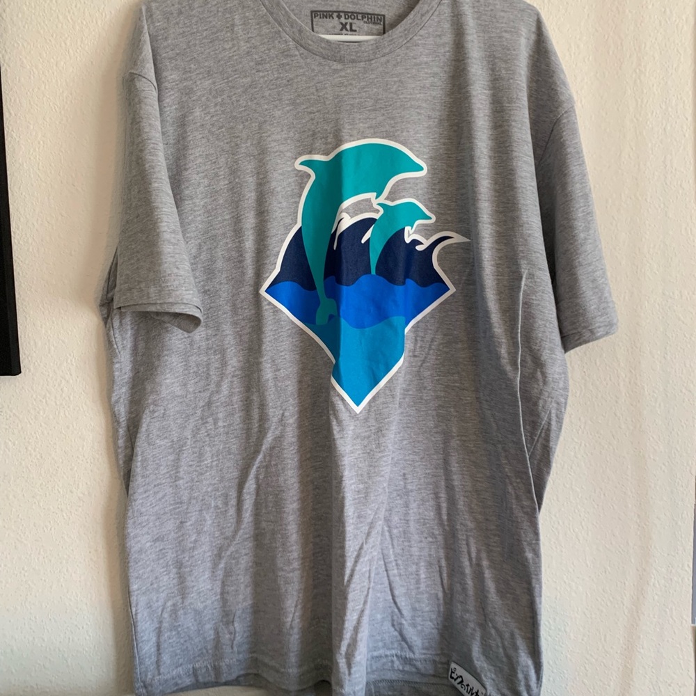Pink Dolphin Logo Grey Shirt